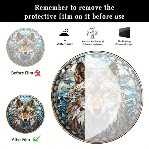 Wolf Suncatcher Hanging In/Outdoor Native Wild Wolves Dog Wall Deco Window NEW - Picture 3 of 3